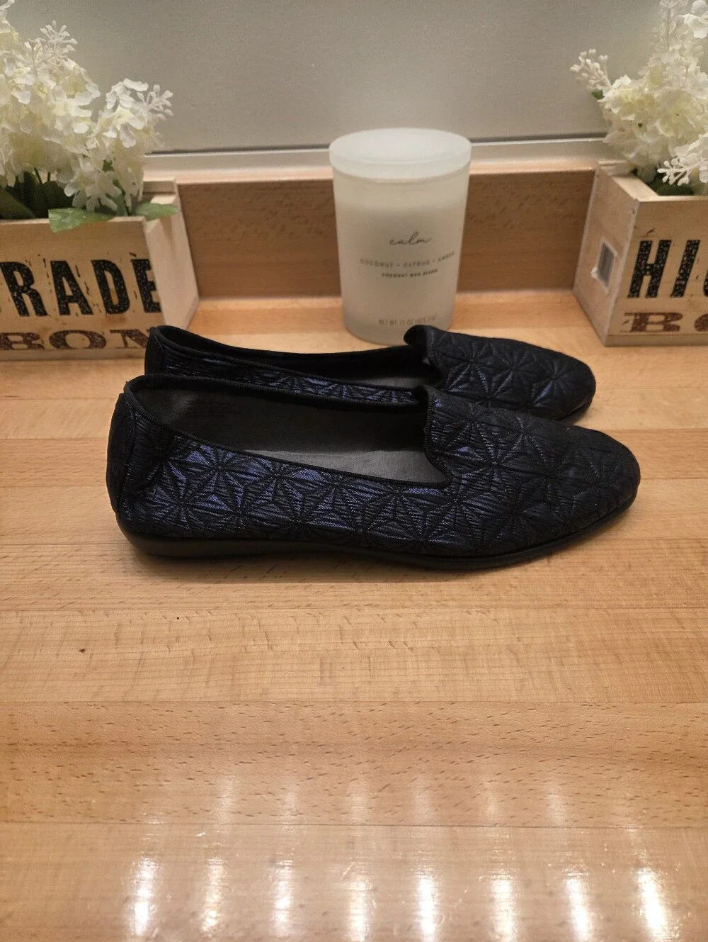 Aerosoles Betunia Slip-On Loafers Dark Blue Iridescent Geometric Women's Sz 10.5